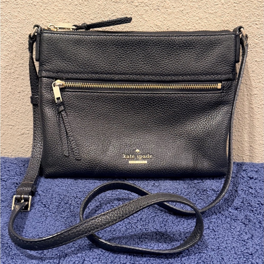 Kate Spade New York Jackson Street Gabriele Black Pebbled Leather Crossbody Bag